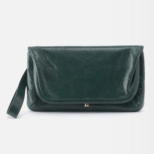 Hobo Lauren Clutch Leather Wristlet Wallet Sage Henna Luxury Leather, Nwt